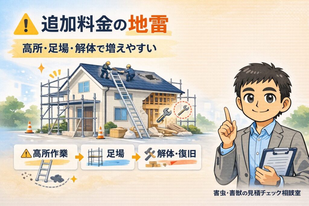 追加料金の地雷（害獣はここで膨らみやすい）