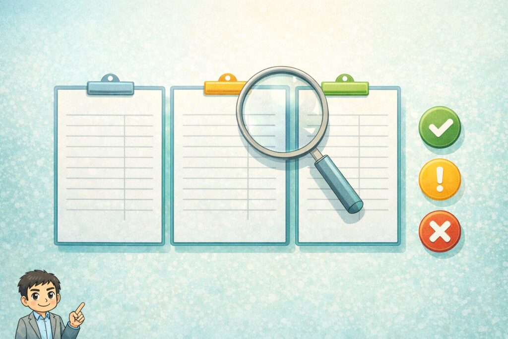 相見積もりで“同条件”に揃えるポイント(比較表つき)