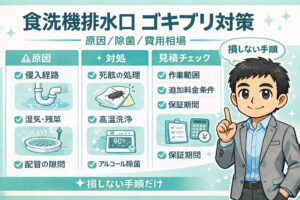 食洗機排水口ゴキブリの対策と死んでいた時の処理や費用相場