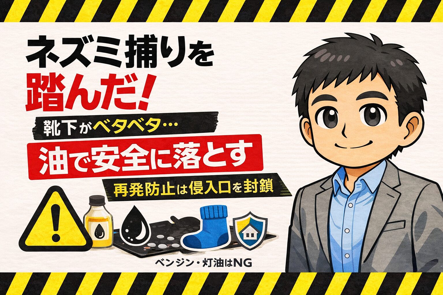 ネズミ捕り踏んだ靴下の落とし方と再発を防ぐ封鎖のコツ