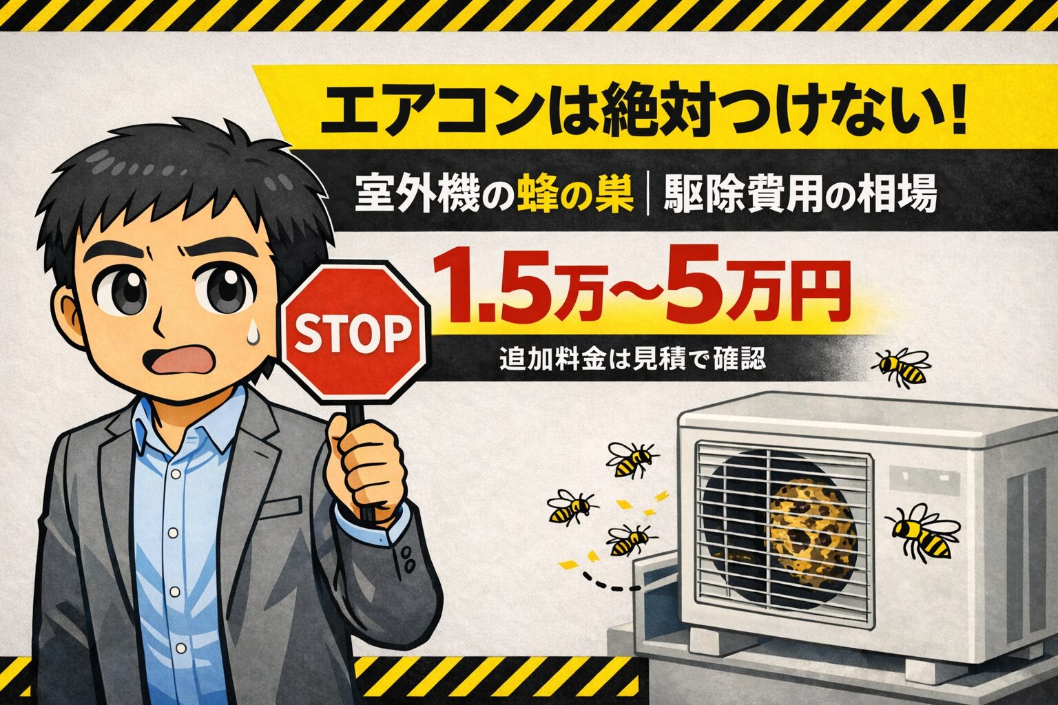 室外機蜂の巣費用の相場は？スズメバチ駆除の料金や業者選びのコツ