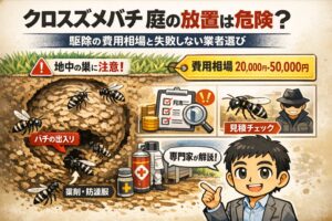 クロスズメバチ庭の放置は危険?駆除の費用相場と失敗しない業者選び