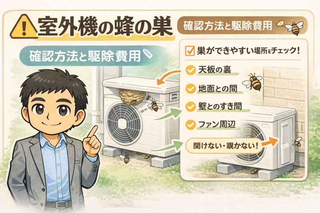 室外機蜂の巣確認方法と安全な駆除の費用相場や業者選びのコツ