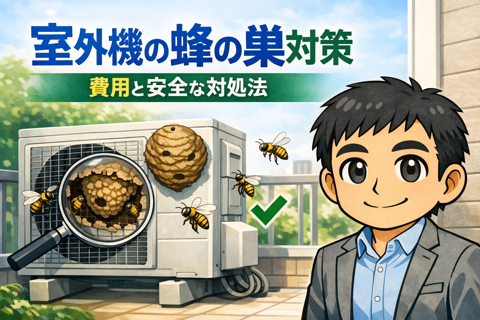 室外機蜂の巣対策の費用や予防は？確認方法と防虫ネットのコツ