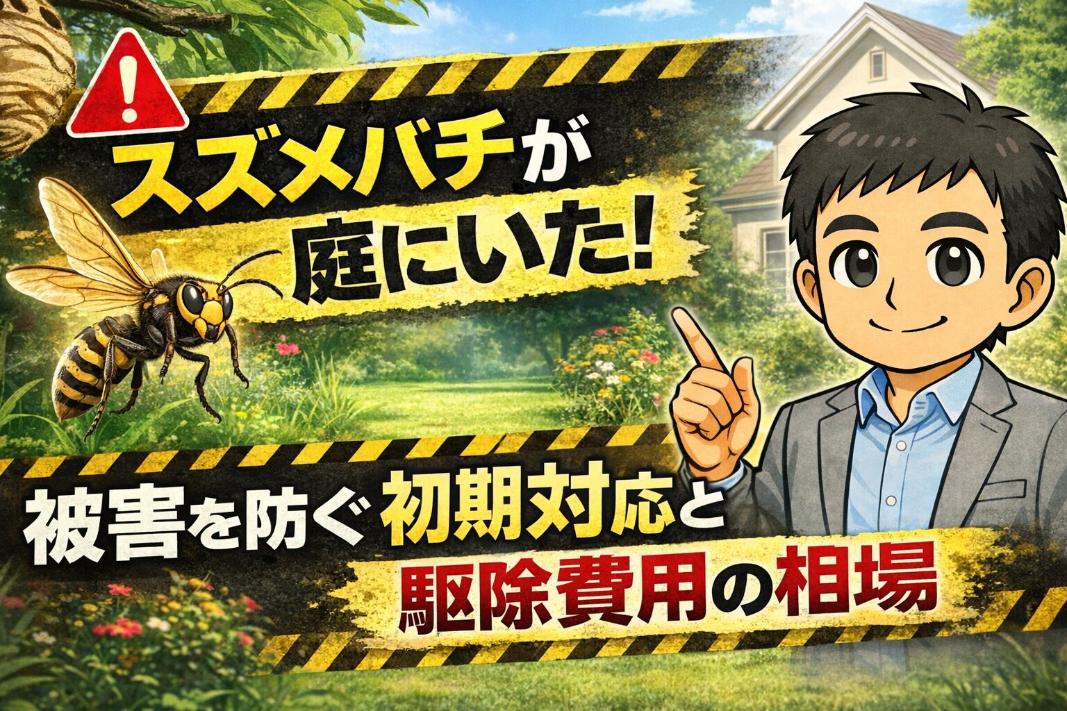 スズメバチが庭にいた！被害を防ぐ初期対応と駆除費用の相場