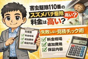 害虫駆除110番のスズメバチ駆除料金は高い？失敗しない見積チェック術