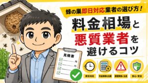 蜂の巣即日対応業者の選び方！料金相場と悪質業者を避けるコツ