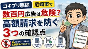 ゴキブリ駆除尼崎市で数百円広告は危険
