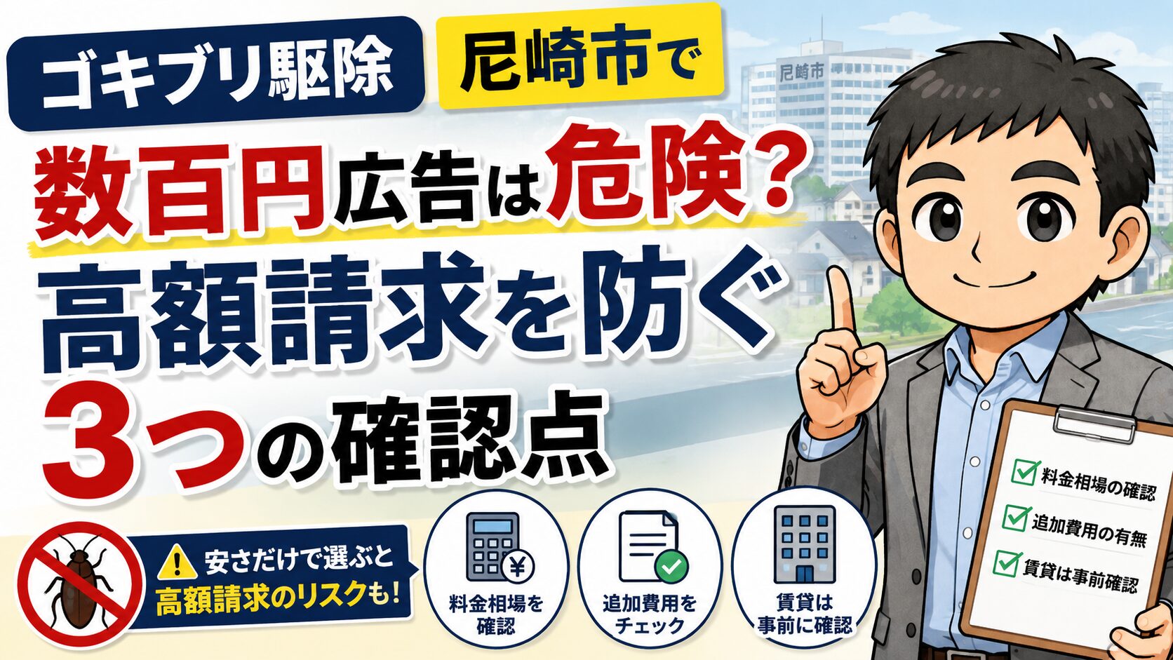 ゴキブリ駆除尼崎市で数百円広告は危険