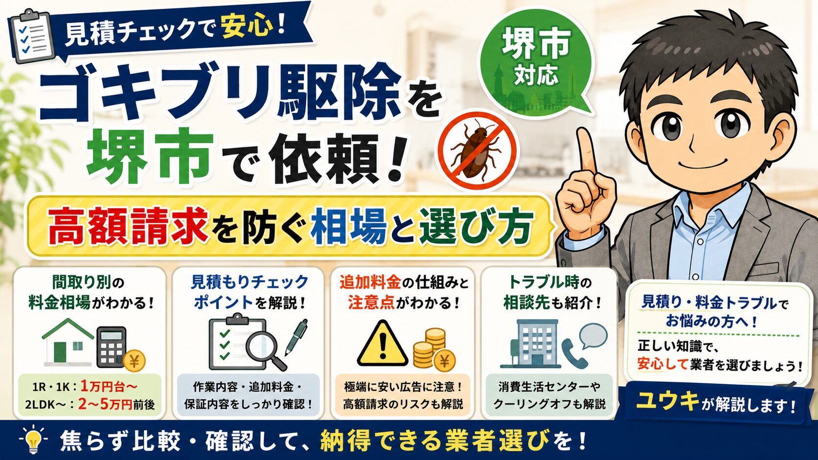 ゴキブリ駆除堺市で10万円請求を避ける