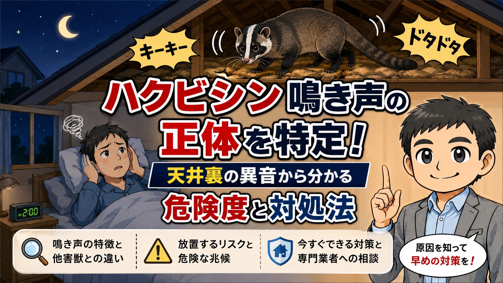 ハクビシン鳴き声の正体を特定